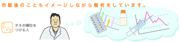 市販後のこともイメージしながら解析をしています。タネの順位をつける